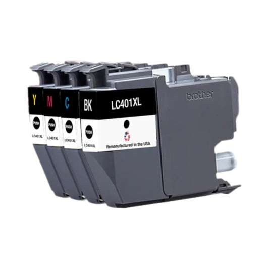 JIT Brand for Brother LC401XL 1 Black and 3 Color High Yield Remanufactured in USA Inkjet Cartridge, 4-Pack