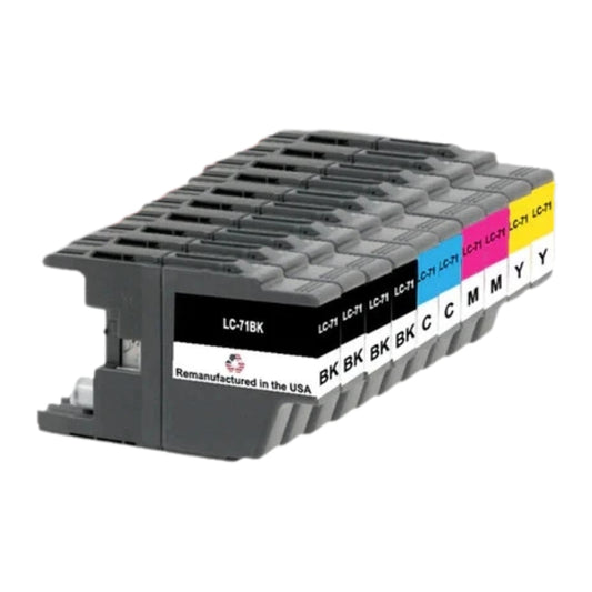 JIT Brand for Brother LC71 4 Black /  2 Each Color Remanufactured in the USA Ink Cartridges 10-pack
