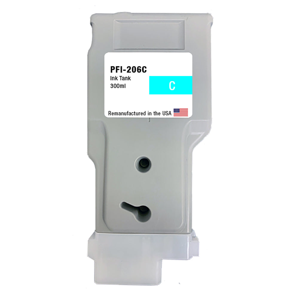 JIT Brand for Canon PFI-206 300mL Cyan PFI-206C Remanufactured in the USA Ink Cartridge