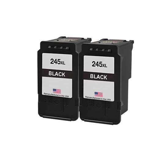JIT Brand for Canon PG-245XL Black Twin Pack High Yield Remanufactured in the USA Ink Cartridges