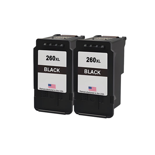 JIT Brand for Canon PG-260XL 260 XL Black Twin Pack Remanufactured in the USA Ink Cartridges