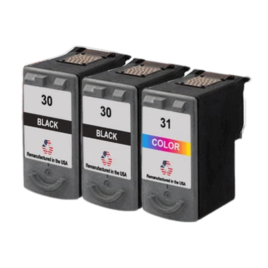 JIT Brand for Canon PG-30 2 Black / CL-31 1 Color 3-Pack Remanufactured in the USA Ink Cartridges