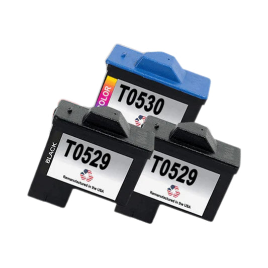 JIT Brand for Dell Series 1 T0529 2 Black / T0530 1 Color Remanufactured in the USA Ink Cartridges 3-Pack