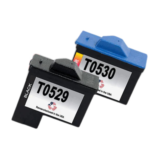JIT Brand for Dell Series 1 T0529 Black / T0530 Color Remanufactured in the USA Ink Cartridges Combo Pack