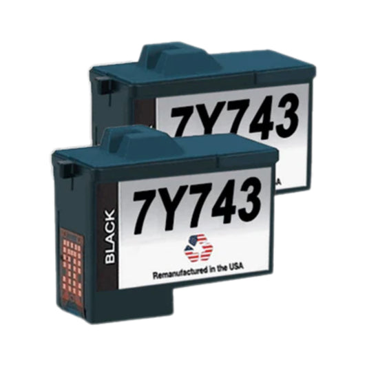 JIT Brand for Dell Series 2 7Y743 Black Twin Pack Remanufactured in the USA Ink Cartridges