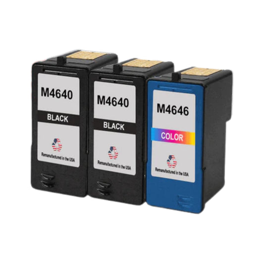 JIT Brand for Dell Series 5 M4640 2 Black / M4646 1 Color Remanufactured in the USA Ink Cartridges 3-Pack