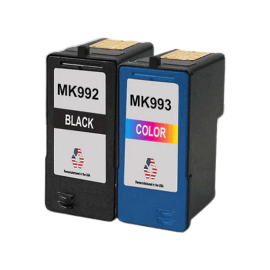 JIT Brand for Dell Series 9 MK992 Black / MK993 Color Remanufactured in the USA Ink Cartridges Combo Pack
