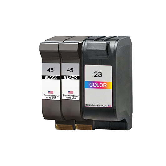 JIT Brand for HP 45 2 Black / 23 1 Color 3-Pack Remanufactured in the USA Ink Cartridges