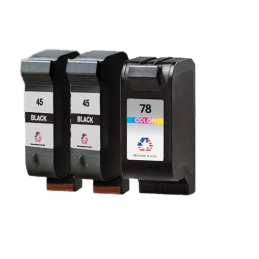 JIT Brand for HP 45 2 Black / 78 1 Color 3-Pack Remanufactured in the USA Ink Cartridges