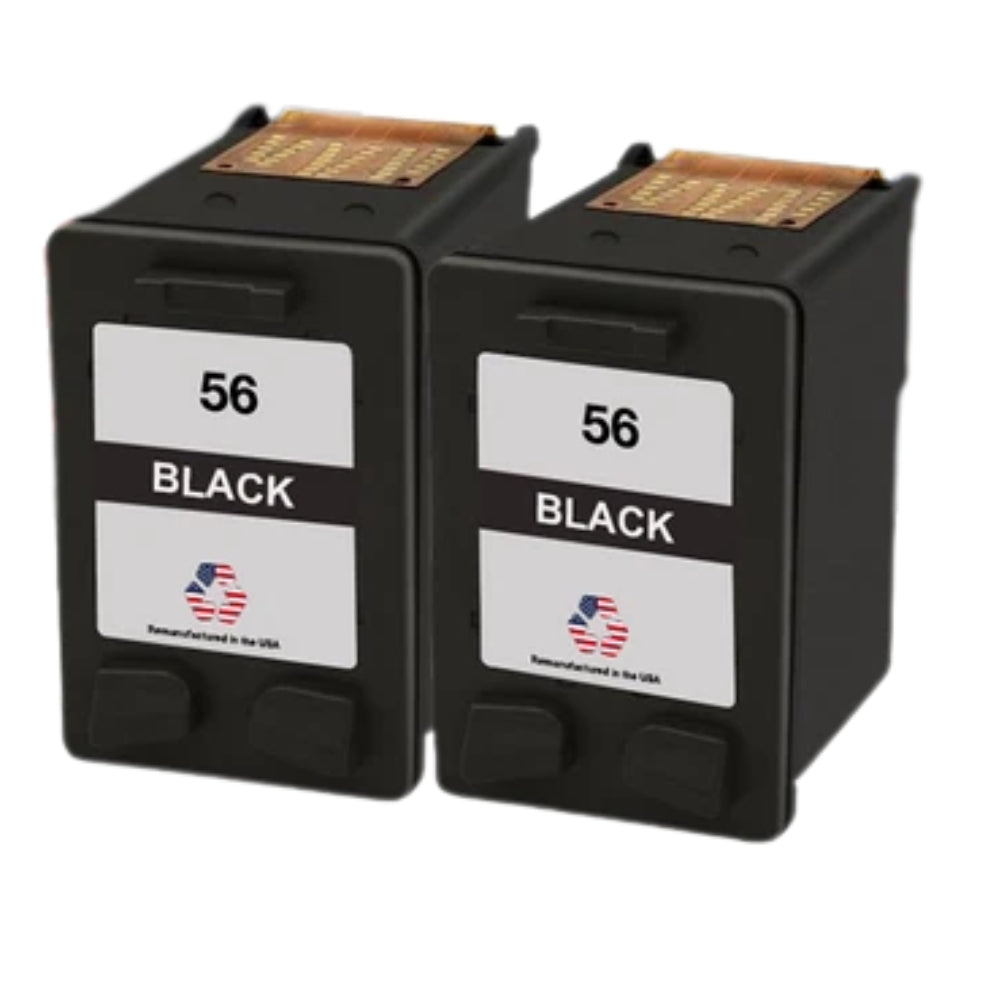 JIT Brand for HP 56 (C6656AN) Black Twin Pack Remanufactured in the USA Ink Cartridge