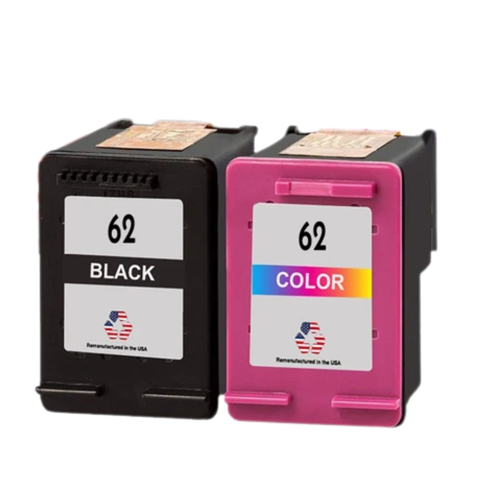 JIT Brand for HP 62 Black / Color Combo Pack Remanufactured in the USA Ink Cartridges