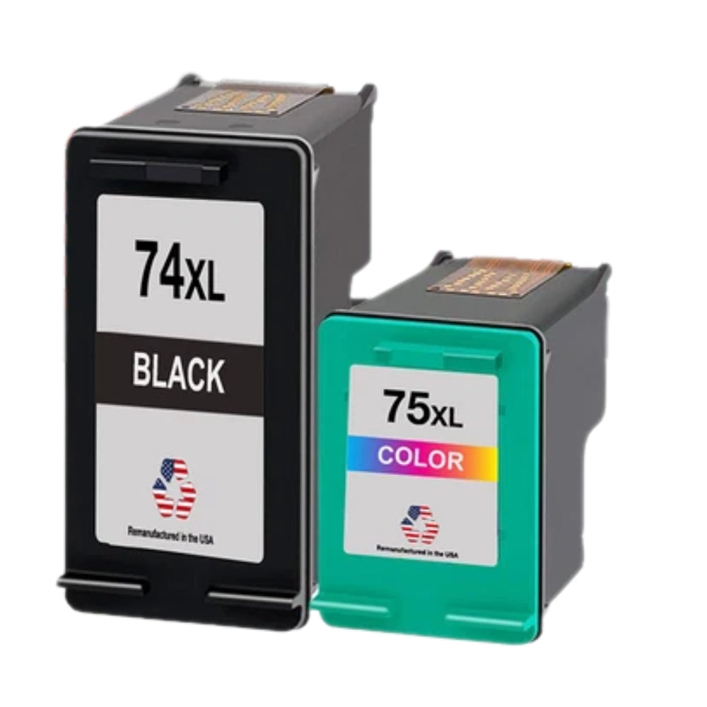 JIT Brand for HP 74XL Black / 75XL Color Combo Pack Remanufactured in the USA Ink Cartridges