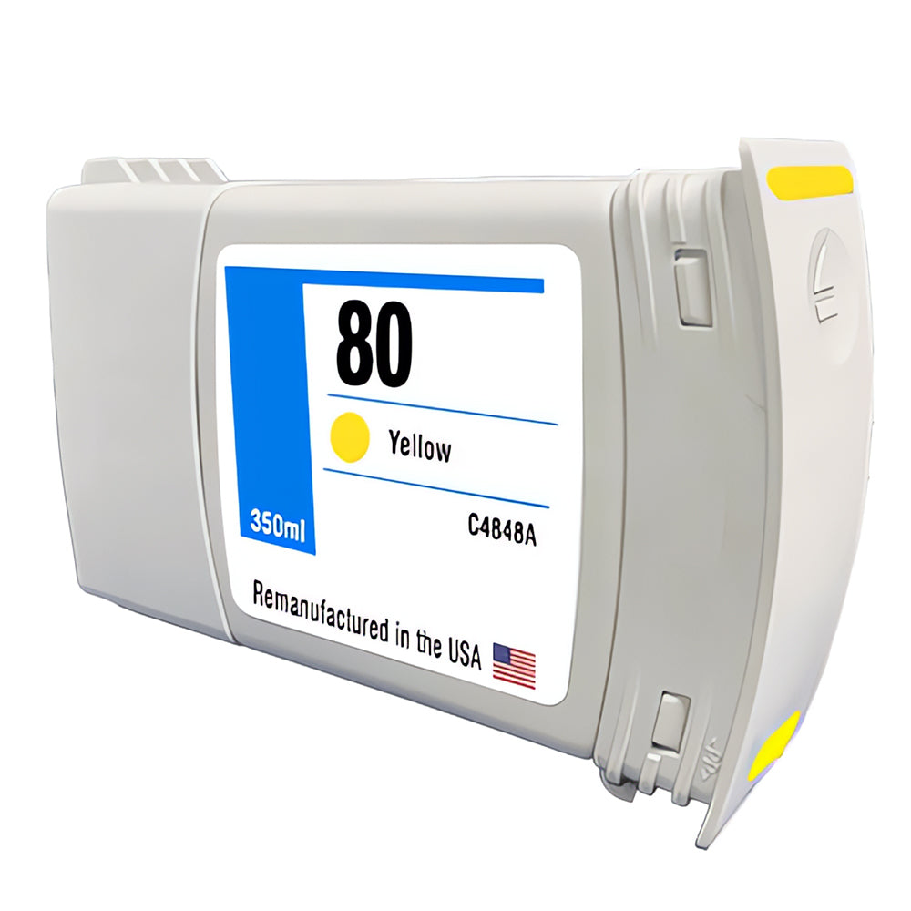 JIT Brand for HP 80 350mL (C4848A) Yellow Remanufactured in the USA Ink Cartridge