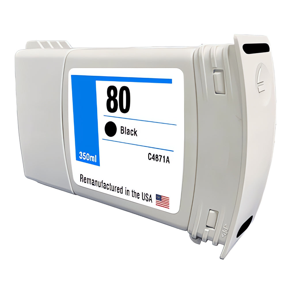 JIT Brand for HP 80 350mL (C4871A) Black Remanufactured in the USA Ink Cartridge