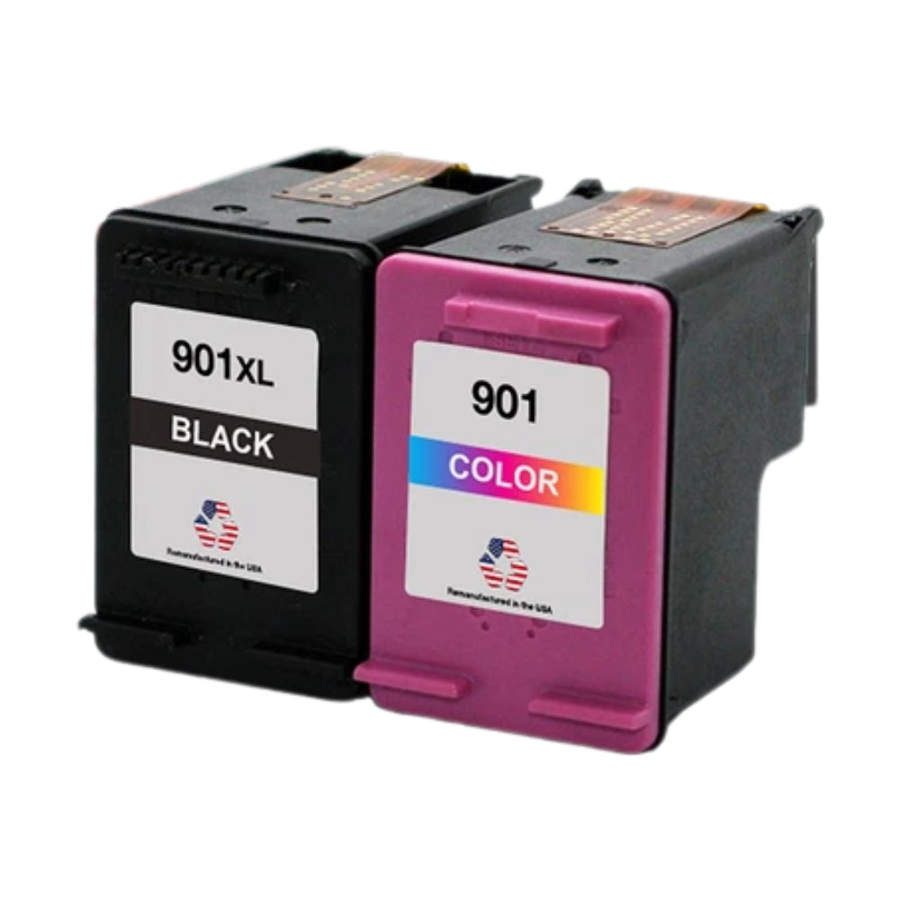 JIT Brand for HP 901XL Black / 901 Tri-Color Combo Pack Remanufactured in the USA Ink Cartridges