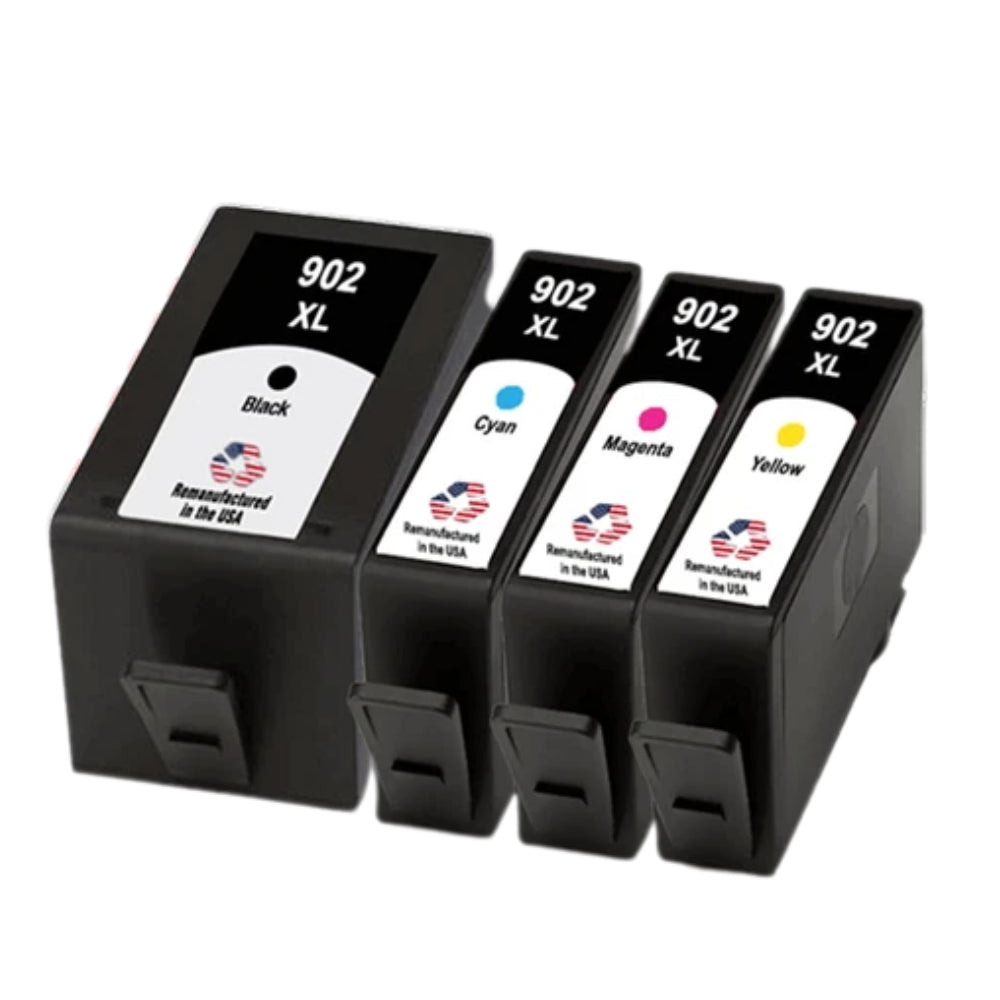 JIT Brand for HP 902XL 1 Black / 3 Color 4-pack Remanufactured in the USA Ink Cartridges