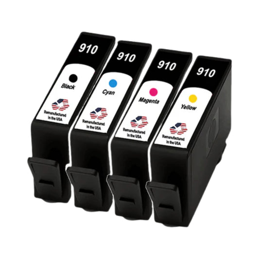 JIT Brand for HP 910 Black / Colors 4-pack Remanufactured in the USA Ink Cartridges