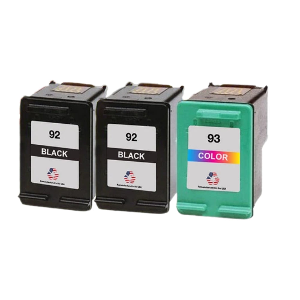 JIT Brand for HP 92 2 Black / 93 1 Color Remanufactured in the USA Ink Cartridges 3-Pack