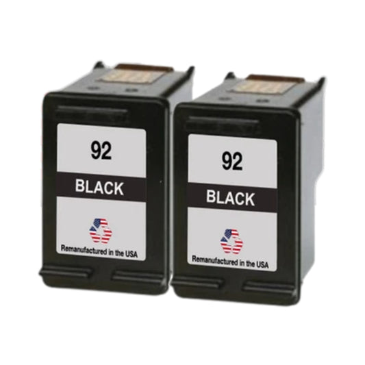 JIT Brand for HP 92 (C9362WN) Black Twin Pack Remanufactured in the USA Ink Cartridges