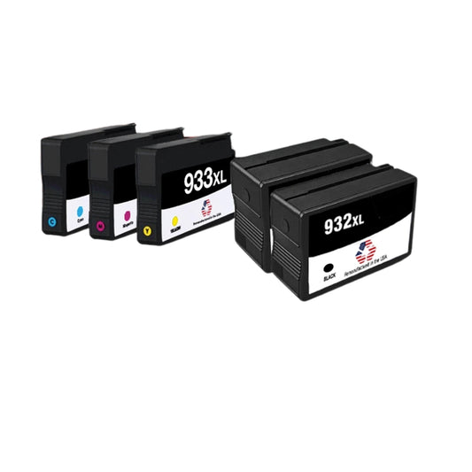JIT Brand for HP 932XL 2 Black / 933XL 3 Color 5-pack Remanufactured in the USA Ink Cartridges
