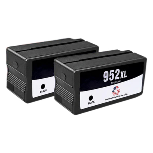 JIT Brand for HP 952XL (F6U19AN) Black Twin Pack Remanufactured in the USA Ink Cartridges