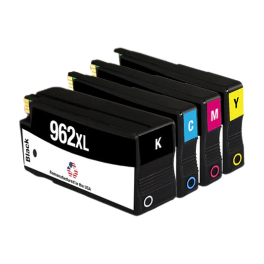JIT Brand for HP 962XL 1 Black / 962 3 Color 4-pack Remanufactured in the USA Ink Cartridges