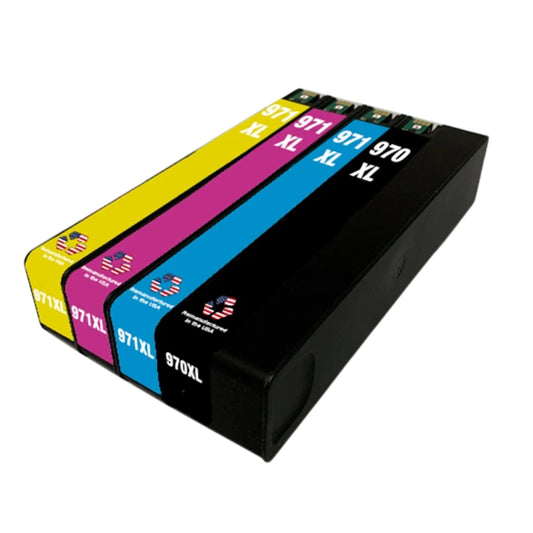JIT Brand for HP 970XL 1 Black / 971XL 3 Color 4-pack Remanufactured in the USA Ink Cartridges