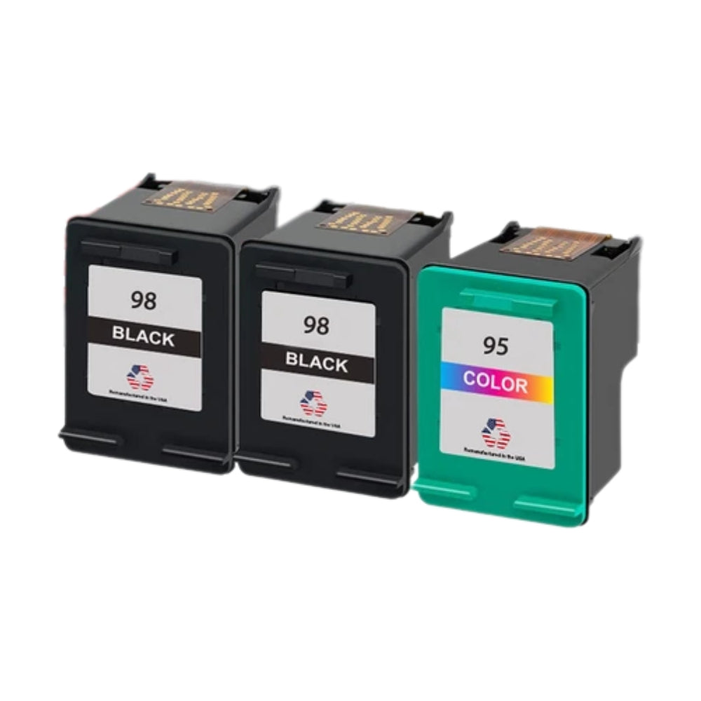 JIT Brand for HP 98 2 Black / 95 1 Tri-Color 3-Pack Remanufactured in the USA Ink Cartridge