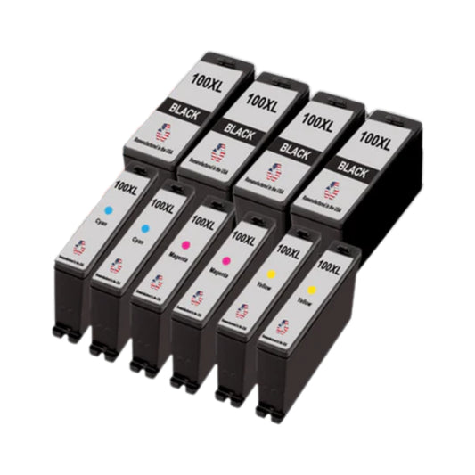 JIT Brand for Lexmark 100XL 4 Black / 2 Colors Remanufactured in the USA Ink Cartridges 10-pack