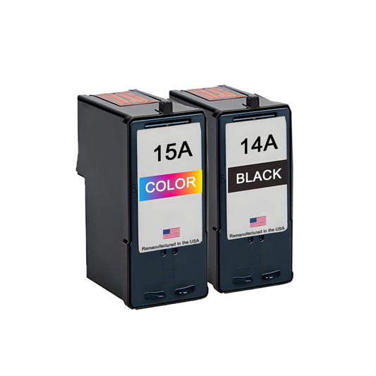 JIT Brand for Lexmark #14A Black / #15A Color Combo Pack Remanufactured in the USA Ink Cartridges