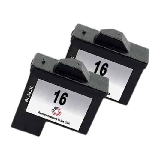 JIT Brand for Lexmark #16 Black Remanufactured in the USA Ink Cartridges Twin Pack