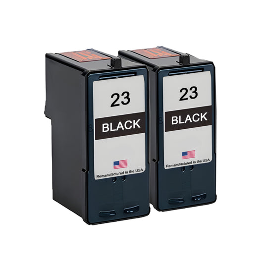 JIT Brand for Lexmark #23 Black Remanufactured in the USA Ink Cartridges Twin Pack