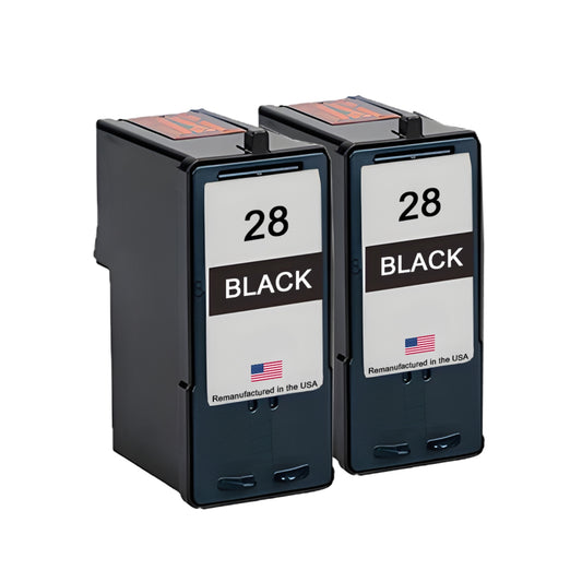 JIT Brand for Lexmark #28 Black Remanufactured in the USA Ink Cartridges Twin Pack