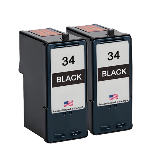 JIT Brand for Lexmark #34 Black Twin Pack Remanufactured in the USA Ink Cartridges