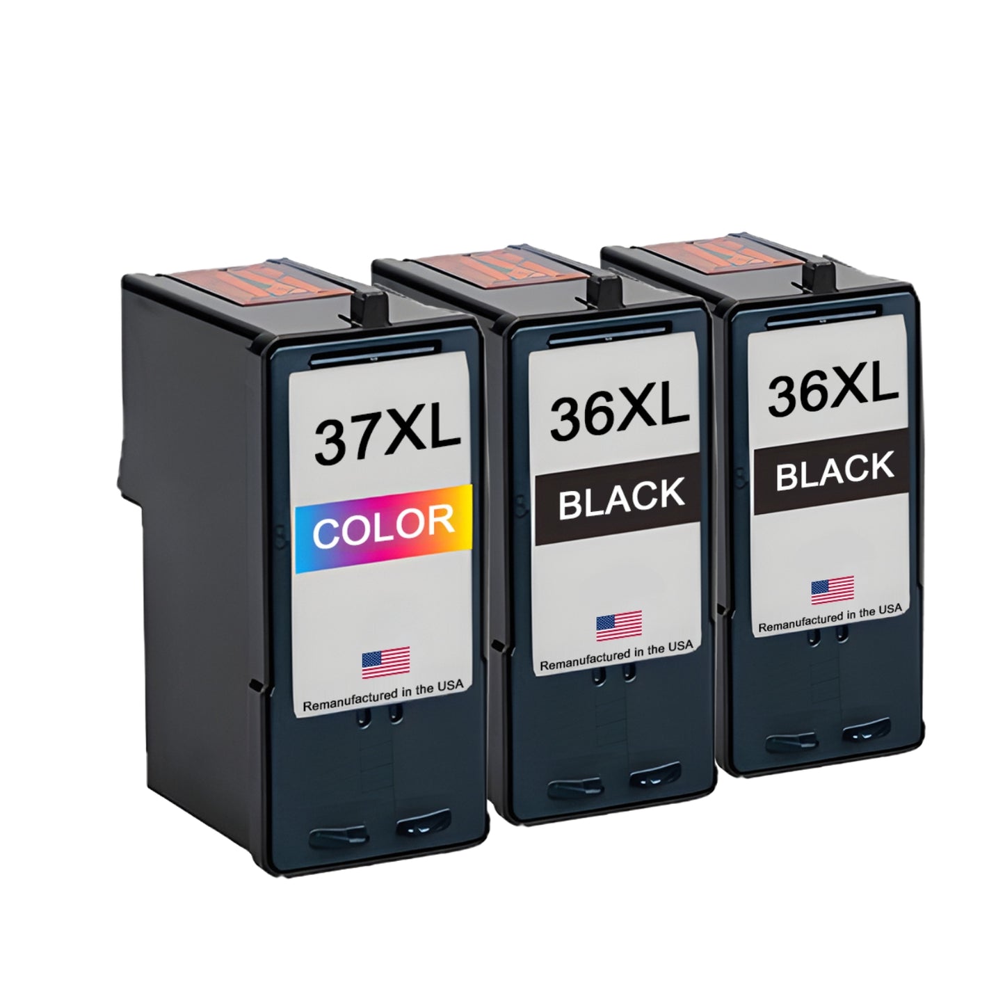 JIT Brand for Lexmark #36XL 2 Black / #37XL 1 Color Remanufactured in the USA Ink Cartridges 3-Pack