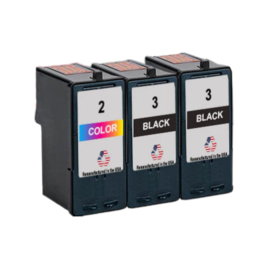 JIT Brand for Lexmark #3 2 Black / #2 1 Color Remanufactured in the USA Ink Cartridge 3-Pack