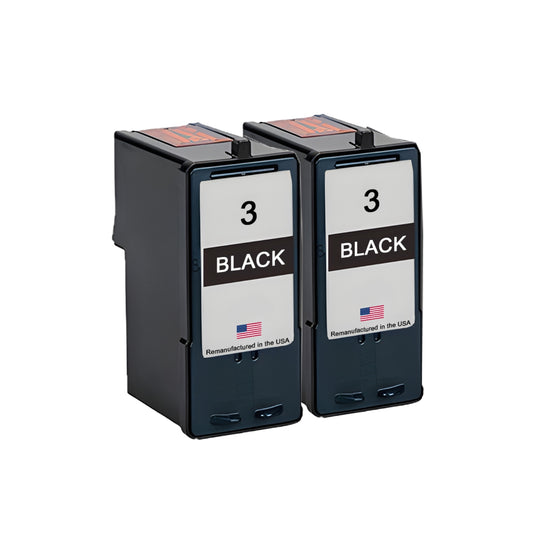 JIT Brand for Lexmark #3 Black Remanufactured in the USA Ink Cartridges Twin Pack