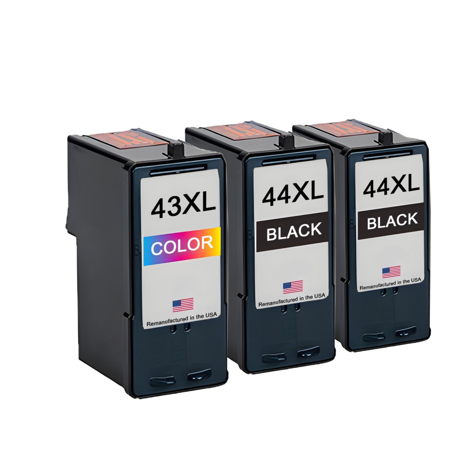 JIT Brand for Lexmark #44XL 2 Black / #43XL 1 Color Remanufactured in the USA Ink Cartridges 3-Pack