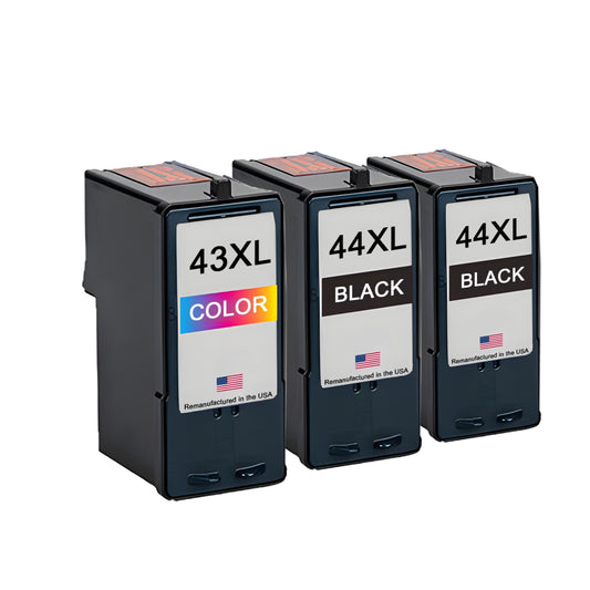 JIT Brand for Lexmark #44XL 2 Black / #43XL 1 Color Remanufactured in the USA Ink Cartridges 3-Pack