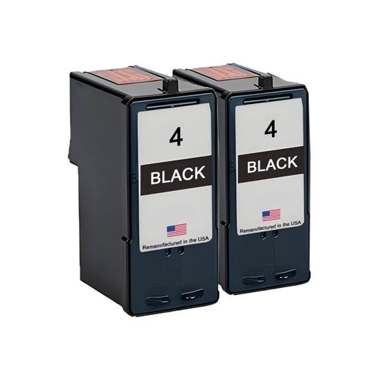 JIT Brand for Lexmark #4 Black Remanufactured in the USA Ink Cartridges Twin Pack