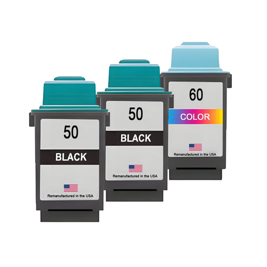 JIT Brand for Lexmark #50 2 Black / #60 1 Color Remanufactured in the USA Ink Cartridges 3-Pack