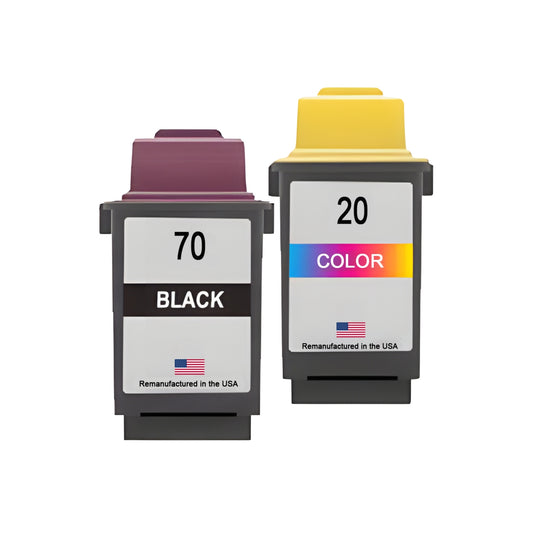 JIT Brand for Lexmark #70 Black / #20 Color Remanufactured in the USA Ink Cartridges Combo Pack