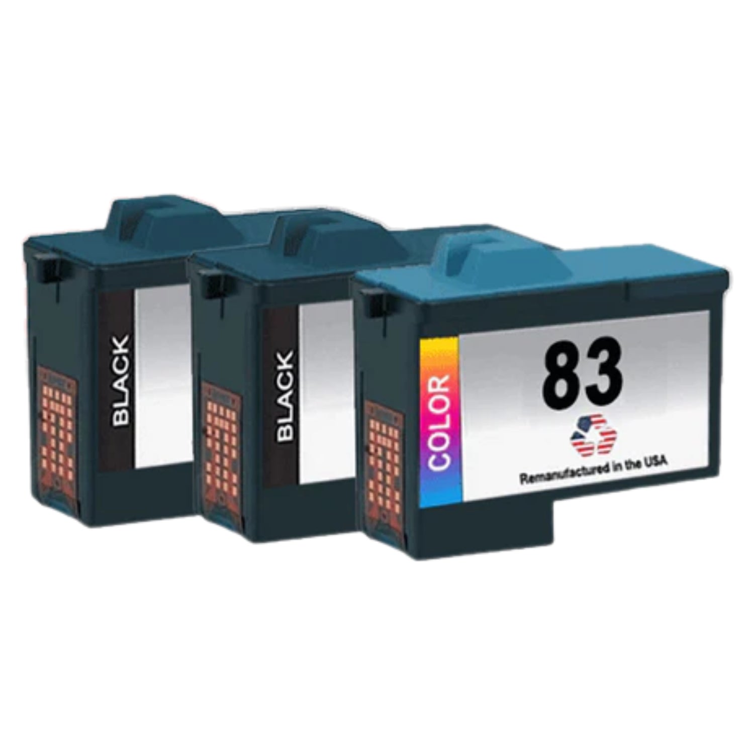 JIT Brand for Lexmark #82 2 Black / #83 1 Color Remanufactured in the USA Ink Cartridges 3-Pack