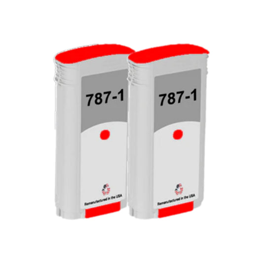 JIT Brand for Pitney Bowes 787-1 Fluorescent Red Remanufactured in the USA Ink Cartridges Twin Pack