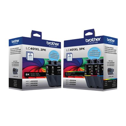 Genuine Brother LC401XL High Yield Ink, (Black 2-pack) Cyan/Magenta/Yellow, Pack Of 5 Cartridges