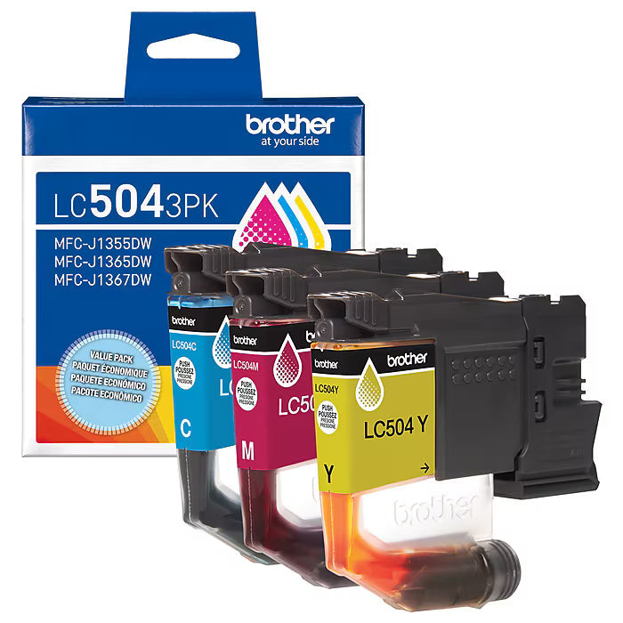 Original Brother LC504XL High Yield Multi-Color (CMY) Ink Cartridge,3-Pack