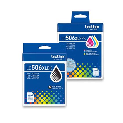 Original Brother LC506XL High Yield Multi-Color (BCMY) Ink Cartridge, 4-Pack