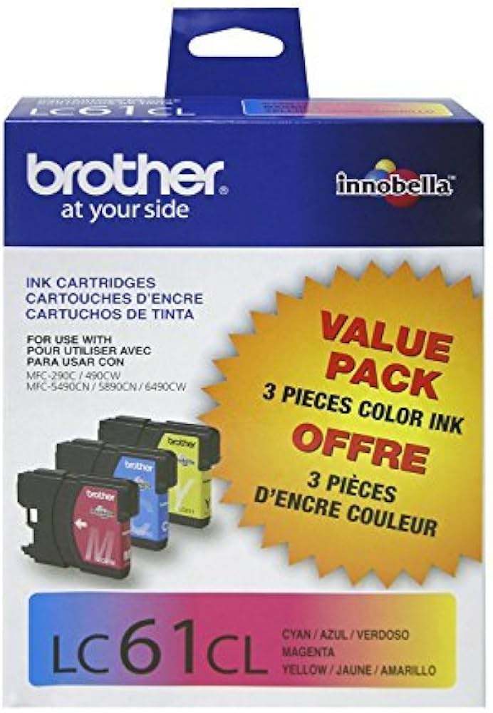 Brother LC61  Cyan, Magenta and Yellow Ink Cartridges (3 Pack)