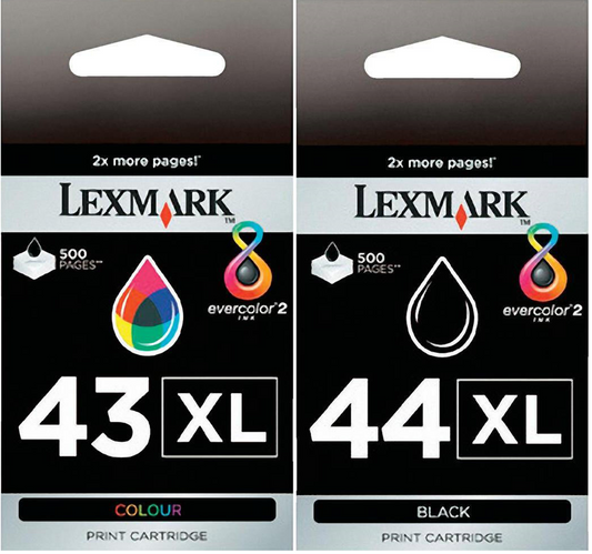 Original Lexmark #43XL & #44XL(18Y0143) High Yield Black/Color Combo Pack Ink Cartridge