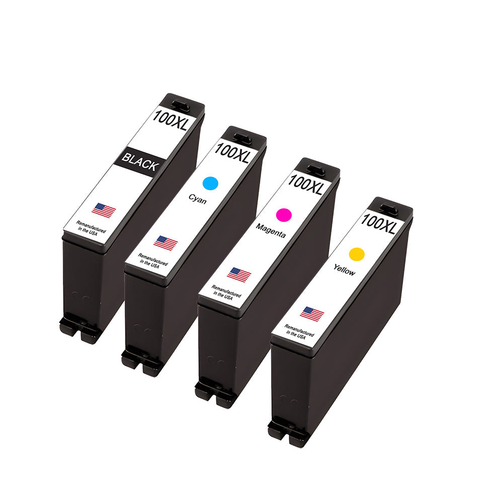JIT Brand for Lexmark 100XL 1 Black / 3 Color Remanufactured in the USA Ink Cartridges 4-pack